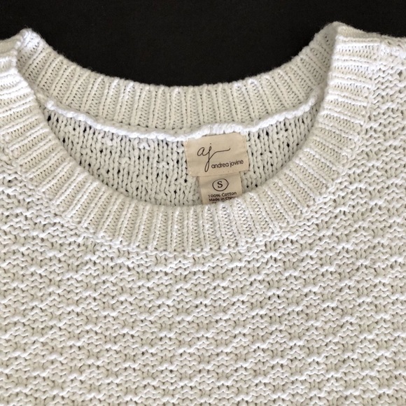 Andrea Jovine Sweater Vest White Knit Preppie Hippie Boho - Picture 3 of 4